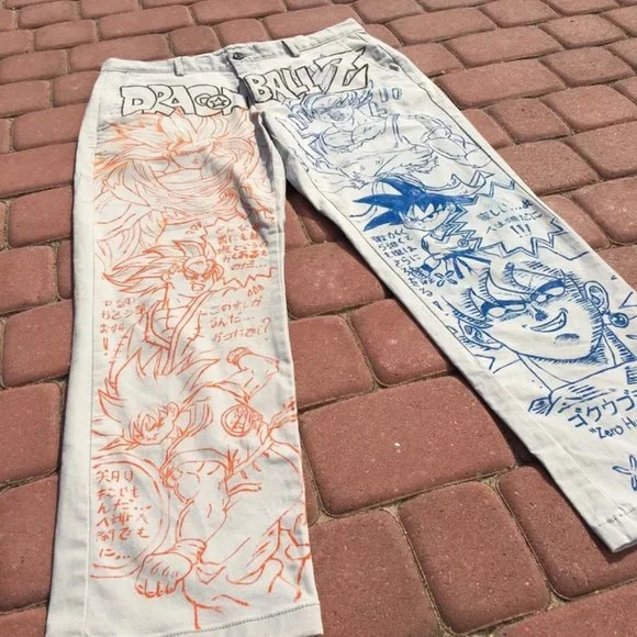 Custom × Streetwear 1/1 custom Dragon ball Z anime straight pants